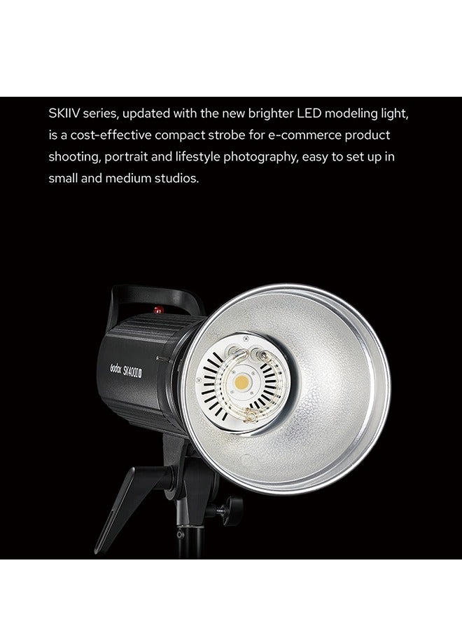 Godox SK400II-V SK400IIV 400W Studio Strobe Flash - with Standard Reflector, Bowens Mount LED Modeling Lamp for Studio,Commerce Phototgraphy(SK400II Upgraded Version)