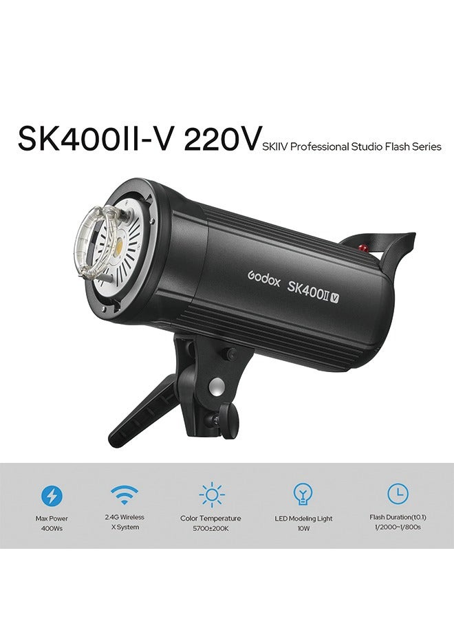 Godox SK400II-V SK400IIV 400W Studio Strobe Flash - with Standard Reflector, Bowens Mount LED Modeling Lamp for Studio,Commerce Phototgraphy(SK400II Upgraded Version)