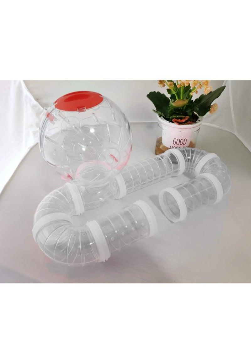 Hamster Tube Set, DIY Creative Connection Tunnel Practice Toys Transparent Bent Tube Pet Cage Transformation Outside the Tube Tube Hamster Toys to Expand the Space Movement Tunnel