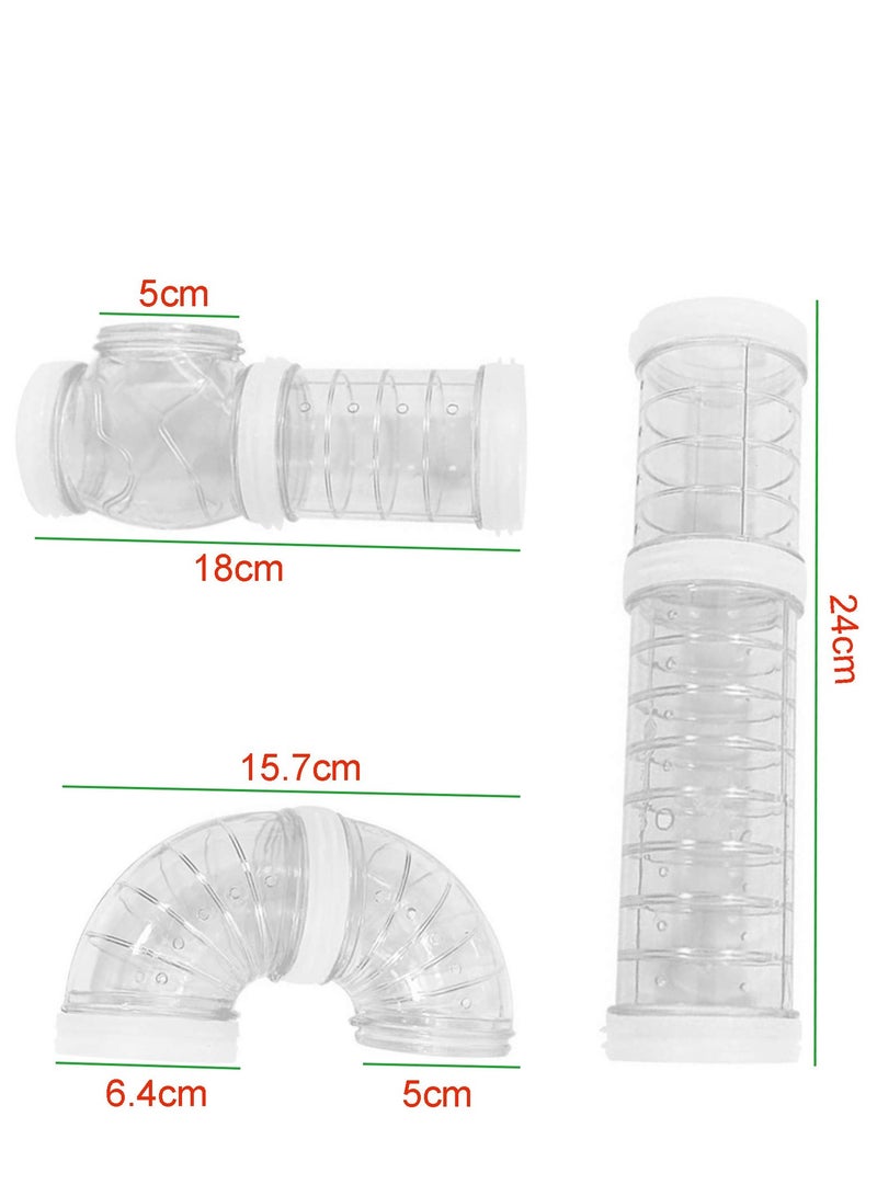 Hamster Tube Set, DIY Creative Connection Tunnel Practice Toys Transparent Bent Tube Pet Cage Transformation Outside the Tube Tube Hamster Toys to Expand the Space Movement Tunnel