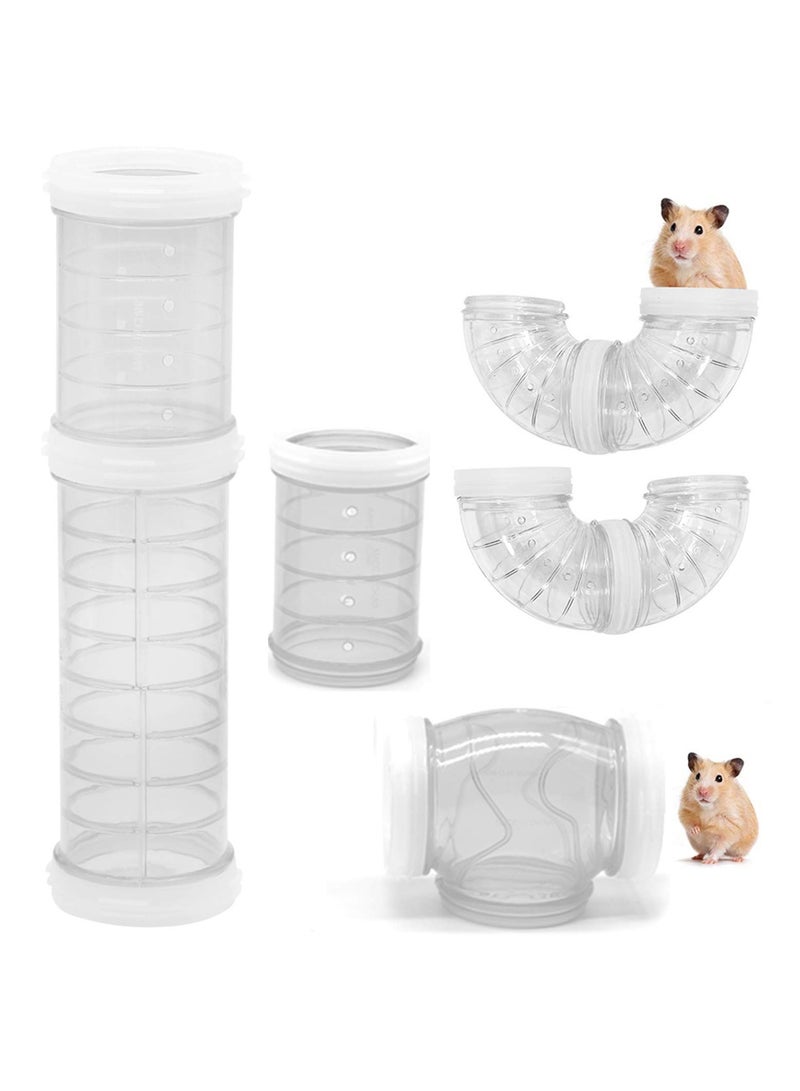 Hamster Tube Set, DIY Creative Connection Tunnel Practice Toys Transparent Bent Tube Pet Cage Transformation Outside the Tube Tube Hamster Toys to Expand the Space Movement Tunnel