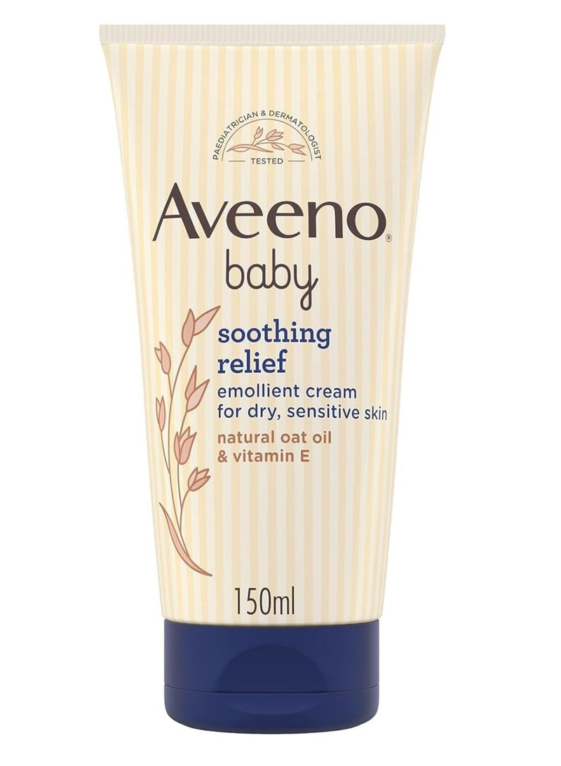 Aveeno Baby Soothing Moisturizing Ear Relief Cream, 150 ml, baby cream suitable for dry, sensitive, itchy skin and eczema, free of sulfates, soap and dyes, pH balanced, gentle and moisturizing