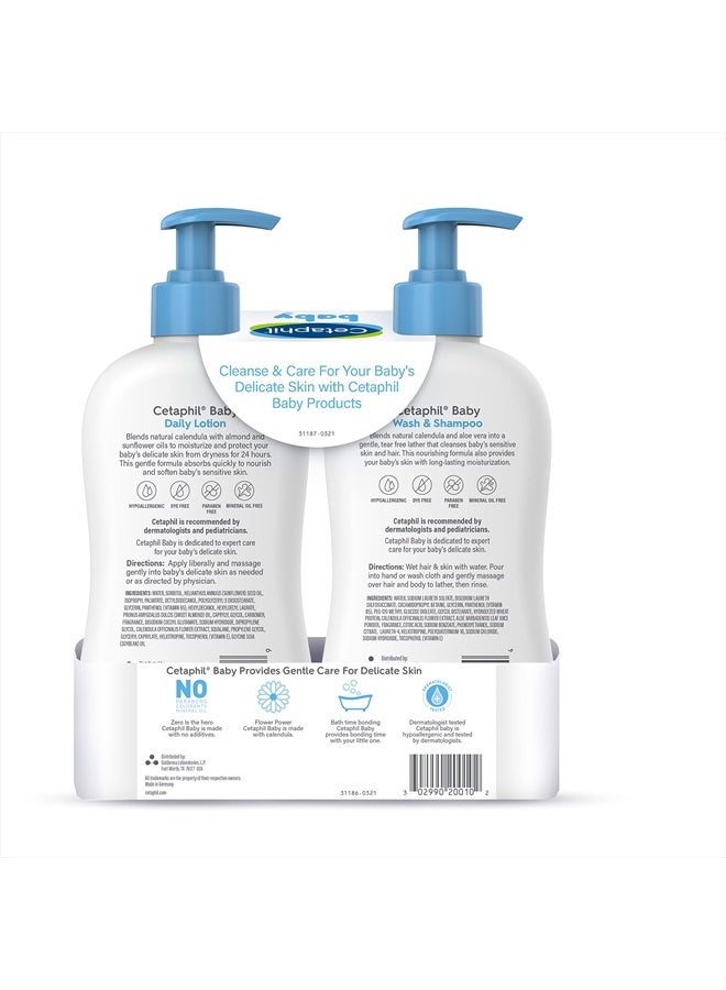 Cetaphil Baby Wash & Shampoo Plus Body Lotion, 27 FL OZ - 2 Count (Pack of 1)
