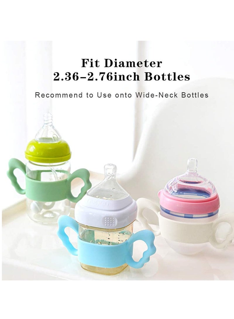 Baby Bottle Handles, Silicone Wide-Neck Handle for NUK/ Avent/ Dr Browns/ Hegen Bottle and Other Dia 6-7cm Wide-Neck Baby Bottle, for Baby Gripping (4 Pack)