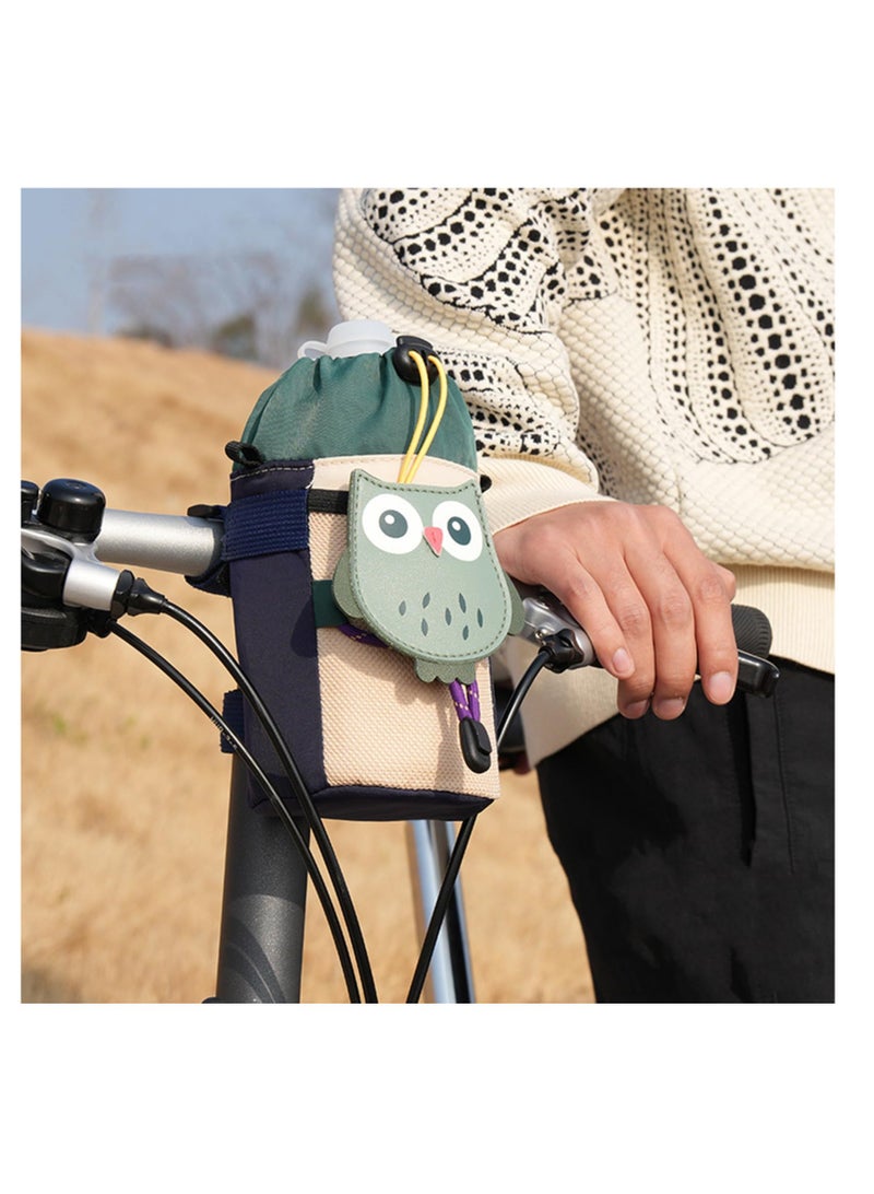 Cartoon Bike Water Bottle Holder, Mountain Bike Crossbar Front Bag, Bike Bag Waist Shoulder Bag with Extended Shoulder Strap, Drawstring Feed Bag for Mountain Bike, e-Bike, Wheelchair Scooter