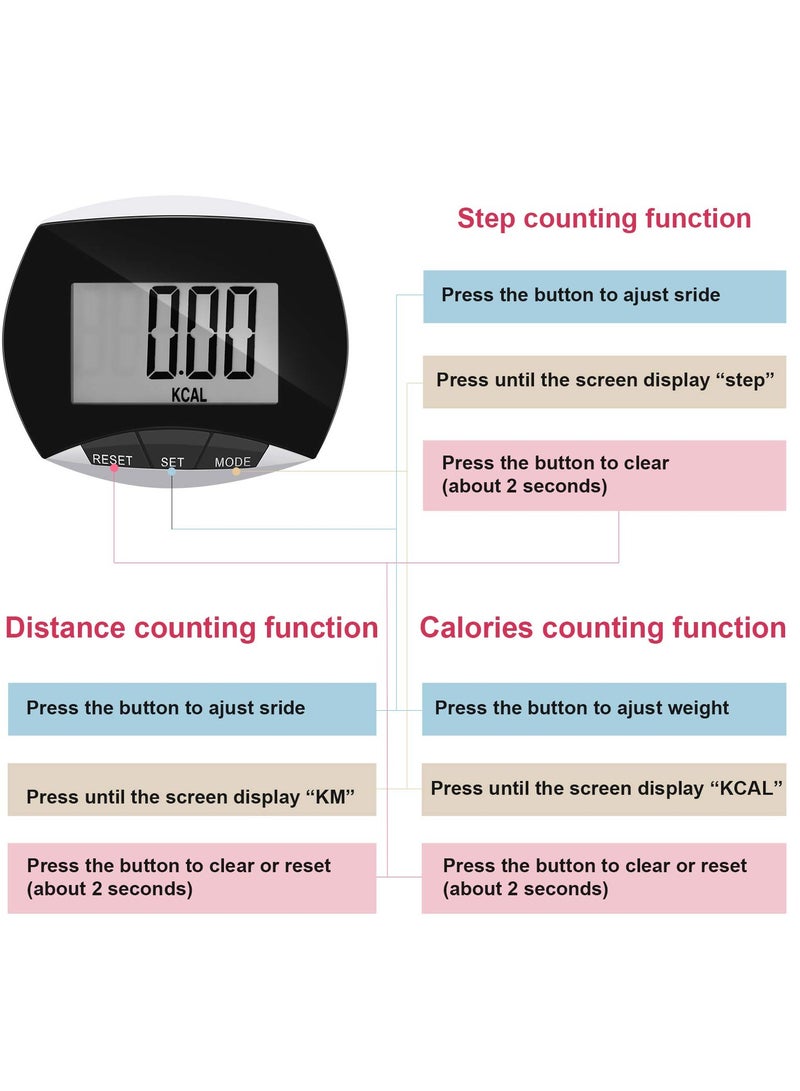 2 Pack Portable Pedometer, LCD Digital Display Running Pedometer for Jogging Hiking Running Walking