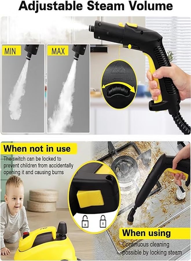 Steam Cleaner, 2000 W, 5 Bar Steam Pressure, 2 Liter Tank Capacity,  High Temperature Kills 99.99% of Viruses & Bacteria