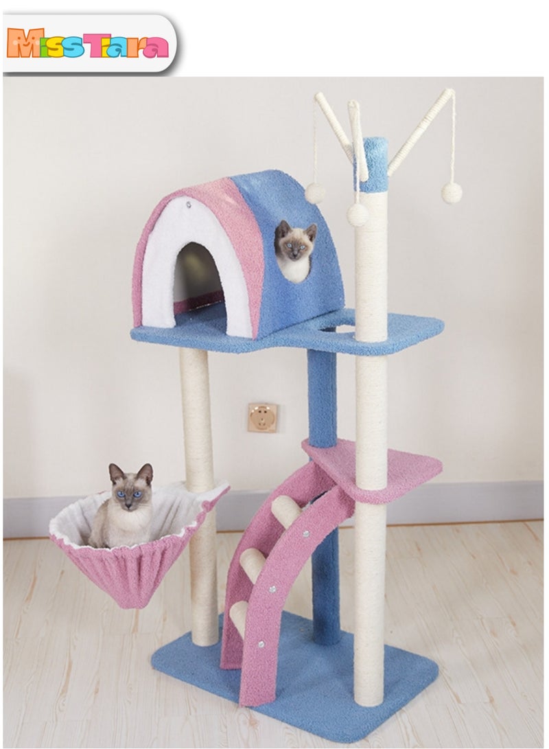 Fashionable and good quality cat bed, cat tree, cat jumping platform with stairs and toys, multi-layer cat climbing column 60*48*102cm