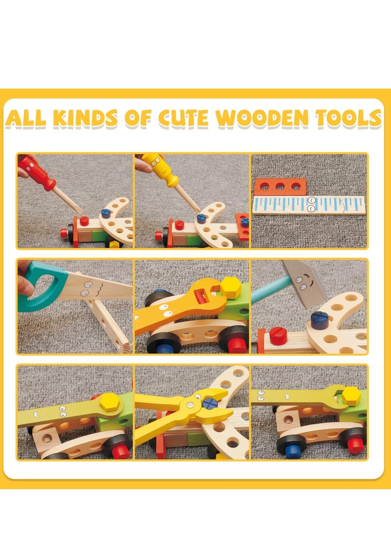 37 Pieces Kids Tool Set Pretend To Play Toddler Wooden Tool Toys With Toolbox Educational Dry Structure Toys For 2 3 4 5 6 Year Old Boys And Girls Birthday Gifts