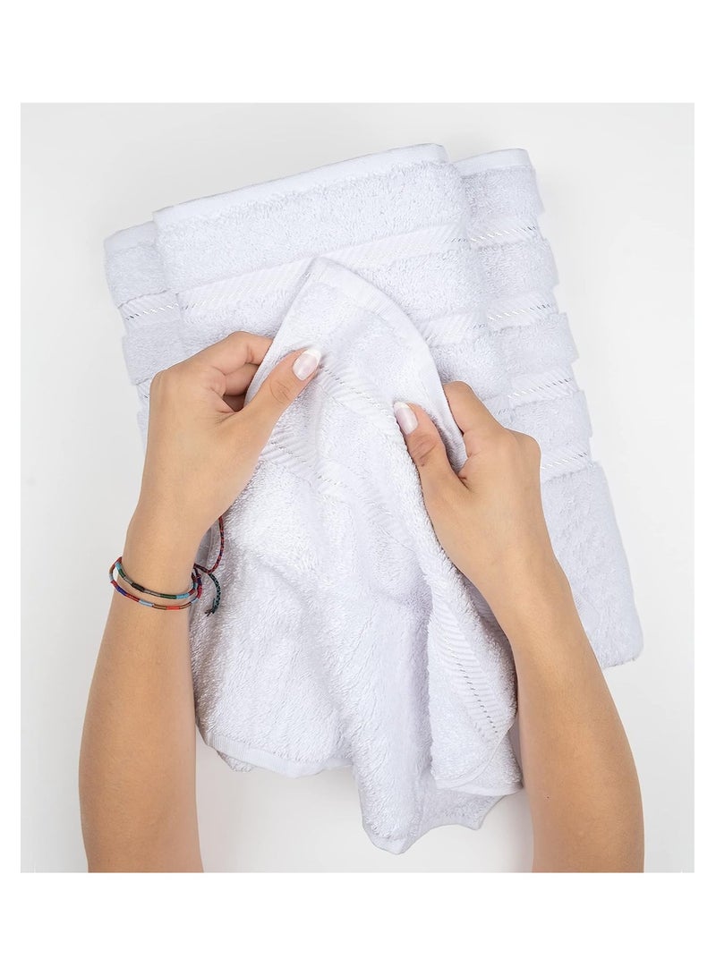 Towel Set Luxury Hotel Quality 600 GSM Genuine Combed Cotton, Super Soft & Absorbent Family Bath Towels 6 Piece Set -  2 Bath Towels, 2 Hand Towels, 2 Washcloths - Bright White