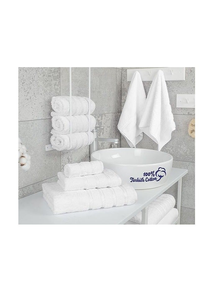 Towel Set Luxury Hotel Quality 600 GSM Genuine Combed Cotton, Super Soft & Absorbent Family Bath Towels 6 Piece Set -  2 Bath Towels, 2 Hand Towels, 2 Washcloths - Bright White