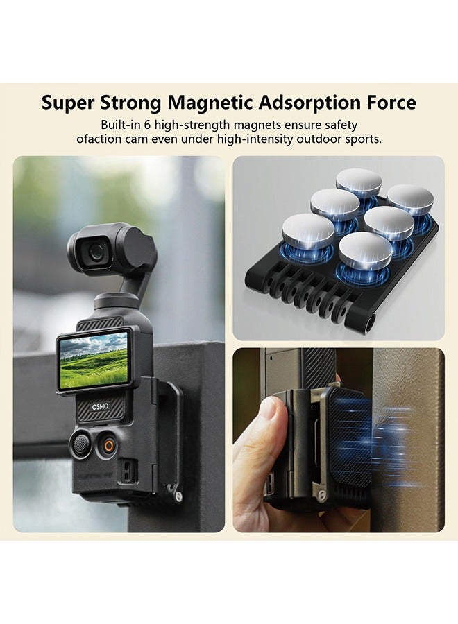 Magnetic Mount Stand Compatible with DJI Osmo Pocket 3, Pocket3 Accessories Expansion Adapter Magnet Suction Case Holder on Desktop, Vertical Surface, 180° Adjustable, Quick Fixation, Black