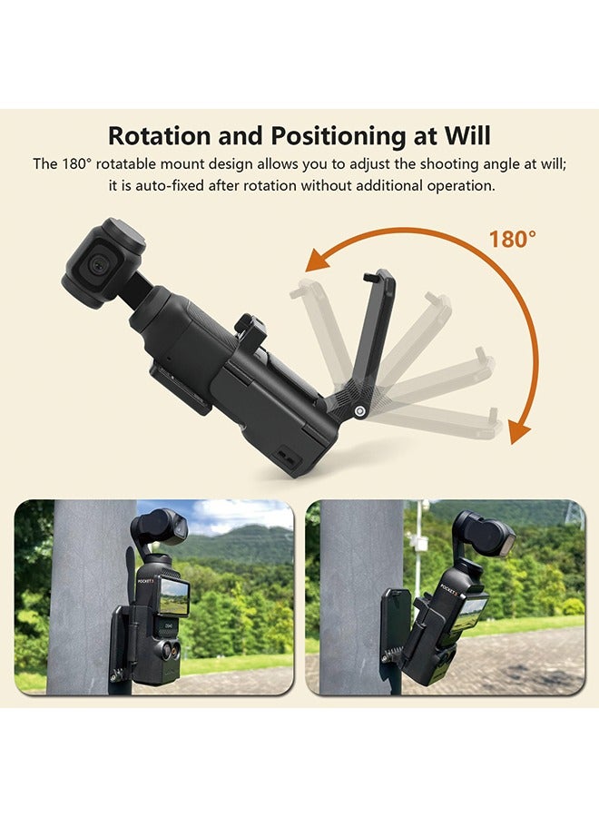 Magnetic Mount Stand Compatible with DJI Osmo Pocket 3, Pocket3 Accessories Expansion Adapter Magnet Suction Case Holder on Desktop, Vertical Surface, 180° Adjustable, Quick Fixation, Black
