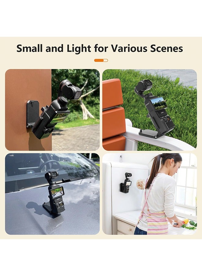 Magnetic Mount Stand Compatible with DJI Osmo Pocket 3, Pocket3 Accessories Expansion Adapter Magnet Suction Case Holder on Desktop, Vertical Surface, 180° Adjustable, Quick Fixation, Black
