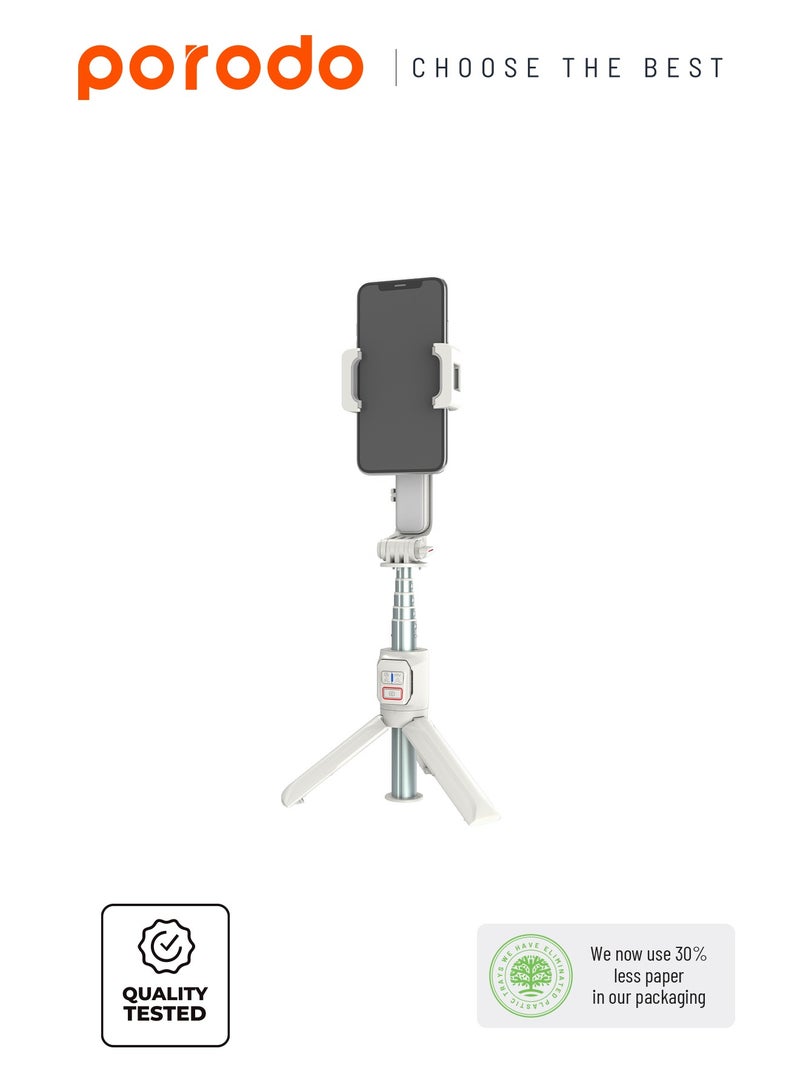 800 mAh 2-Axis Stabilizer Anti-Shake Gimbal With Rotatable Central Control And Extension Rod And Built-In Tripod - White