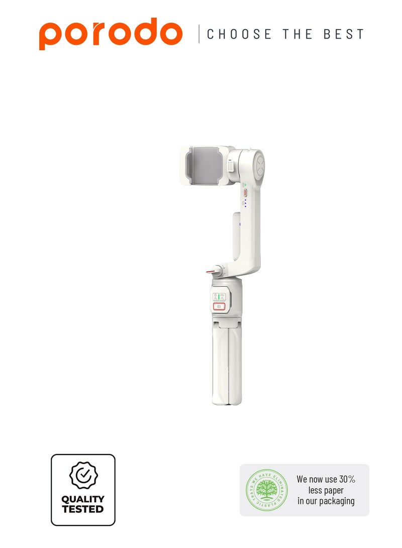 800 mAh 2-Axis Stabilizer Anti-Shake Gimbal With Rotatable Central Control And Extension Rod And Built-In Tripod - White