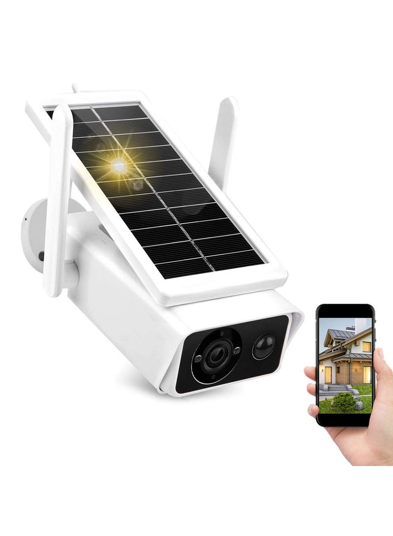 1080P Solar Surveillance Camera, IP66 Waterproof WiFi Security Camera, Support WiFi/AP Hotspot Connection, with IR Night Vision + PIR Motion Detection + Low-Power Consumption + 2 Way Audio Talk