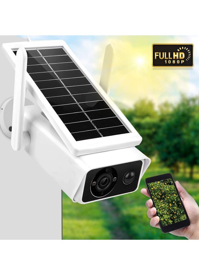 1080P Solar Surveillance Camera, IP66 Waterproof WiFi Security Camera, Support WiFi/AP Hotspot Connection, with IR Night Vision + PIR Motion Detection + Low-Power Consumption + 2 Way Audio Talk