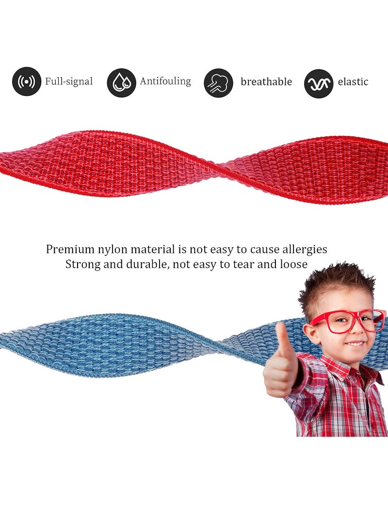 2 Piece AirTag Kids Wristband with Adjustable Nylon Strap GPS Tracker Holder Protector Breathable Anti-Loss Bracelet for Toddler Child Elderly (Blue, Red)