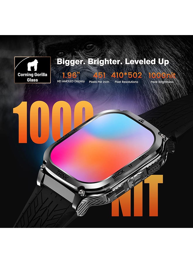 500 mAh Tank M3 Smartwatch (Black) - 1.96