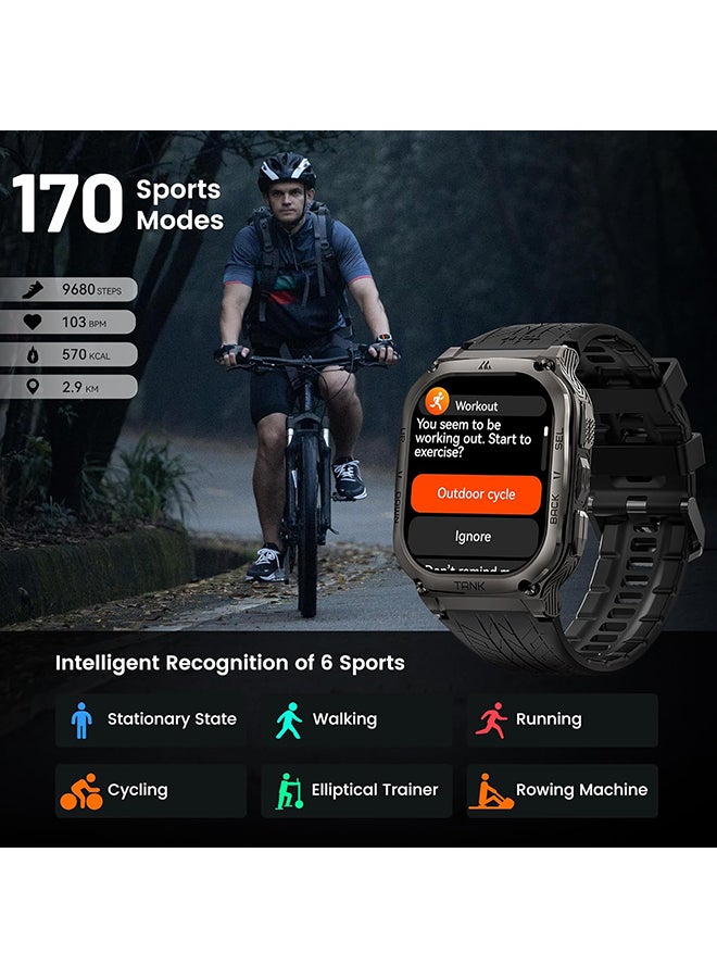 500 mAh Tank M3 Smartwatch (Black) - 1.96