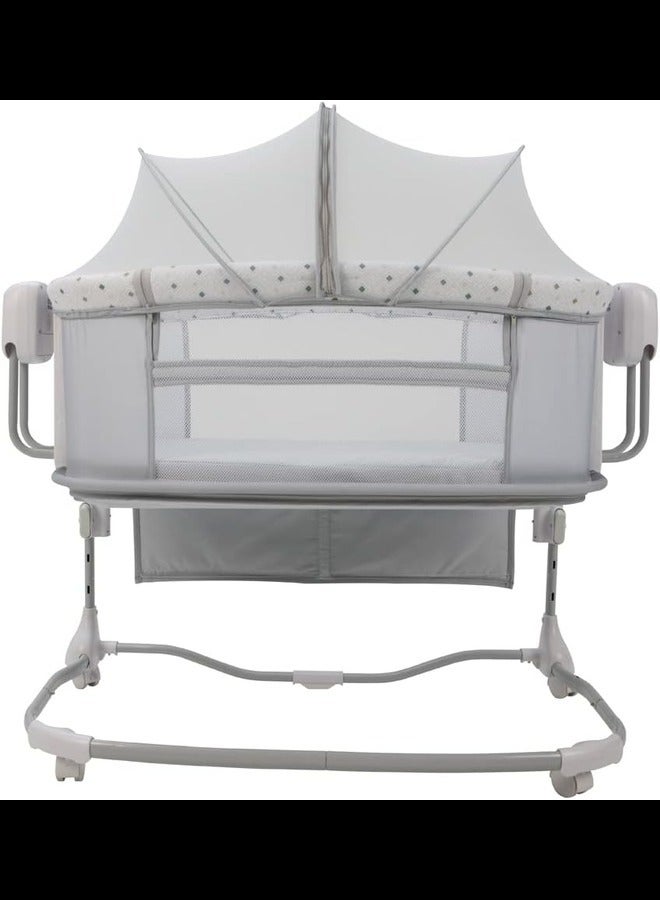 3-in-1 Electric Swing Bedside Crib Intelligent Baby Bassinet Beside Sleeper Cradle, app on Your Phone, 3 Kinds of Height Adjustment,5 Swing Speed, 3 Timing time, 15 Music, 5 Usage Modes