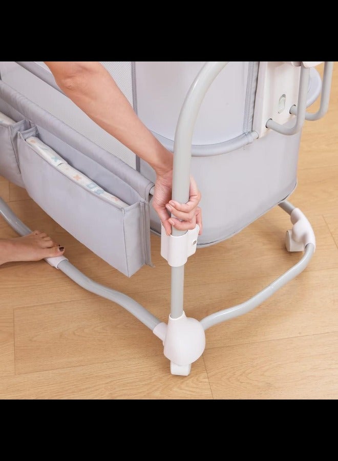 3-in-1 Electric Swing Bedside Crib Intelligent Baby Bassinet Beside Sleeper Cradle, app on Your Phone, 3 Kinds of Height Adjustment,5 Swing Speed, 3 Timing time, 15 Music, 5 Usage Modes