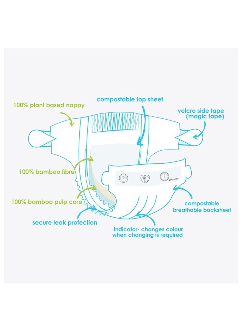 PureBorn Organic Natural Bamboo Baby Disposable Size 3