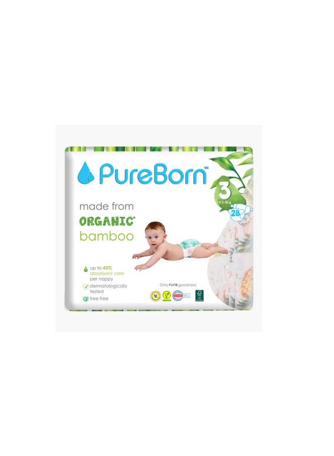 PureBorn Organic Natural Bamboo Baby Disposable Size 3