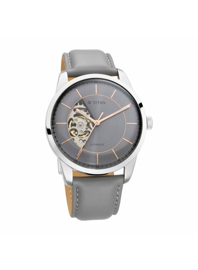 Men Digital Round Shape Leather Wrist Watch - 90126SL01 - 43.5 Mm