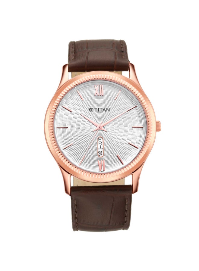 Men Analog Round Shape Leather Wrist Watch - 1824WL02 - 47.7 Mm