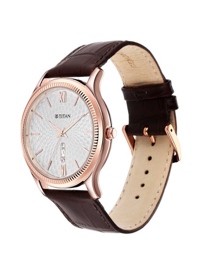 Men Analog Round Shape Leather Wrist Watch - 1824WL02 - 47.7 Mm