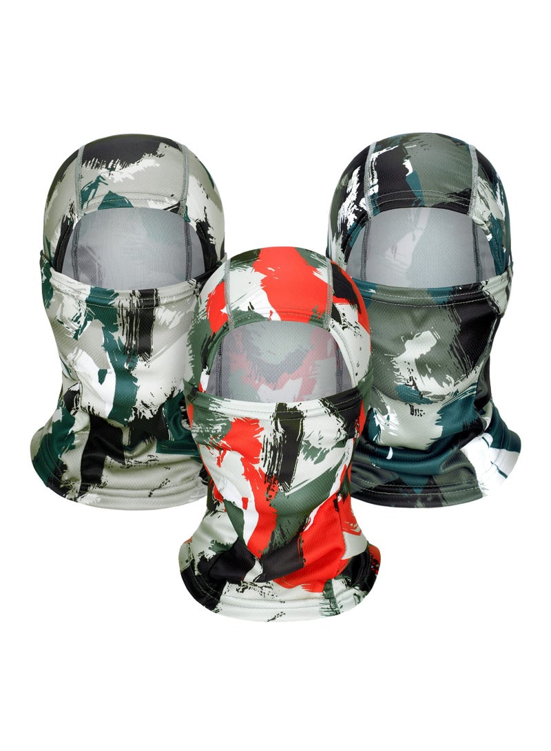 Balaclava Face Mask, 3 Pieces Sun Protection Camo Ski Mask Breathable Full Face Covering for Men Women Outdoor Motorcycle Cycling Running Riding