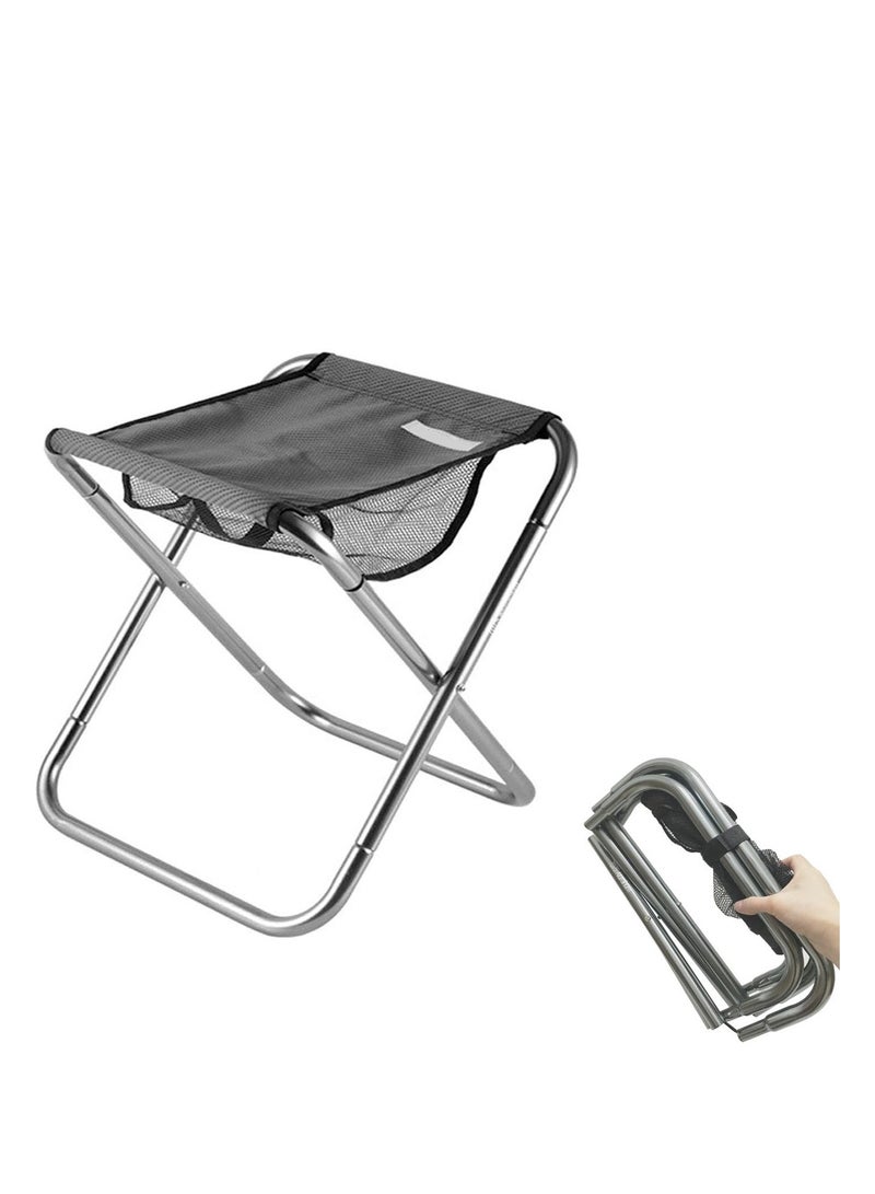 Portable Foldable Camping Stool, Camping Fishing Stool, Supports Up 330lbs Large Size Lightweight Stool, Suitable for Adults Fishing Hiking Gardening and Beach with Carry Bag (Grey）