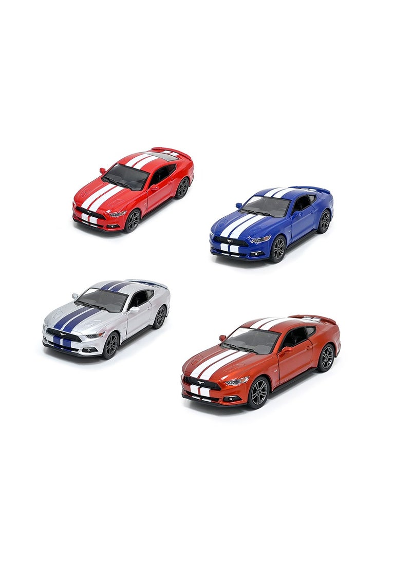 Pack of 4 Pcs Ford Mustang GT 1/38 Scale Die Cast Metal Doors Openable Pull Back Action Toy Car-Assorted Colour