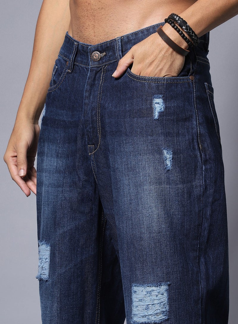 Cotton Loose Wide Leg Mid Rise Jeans