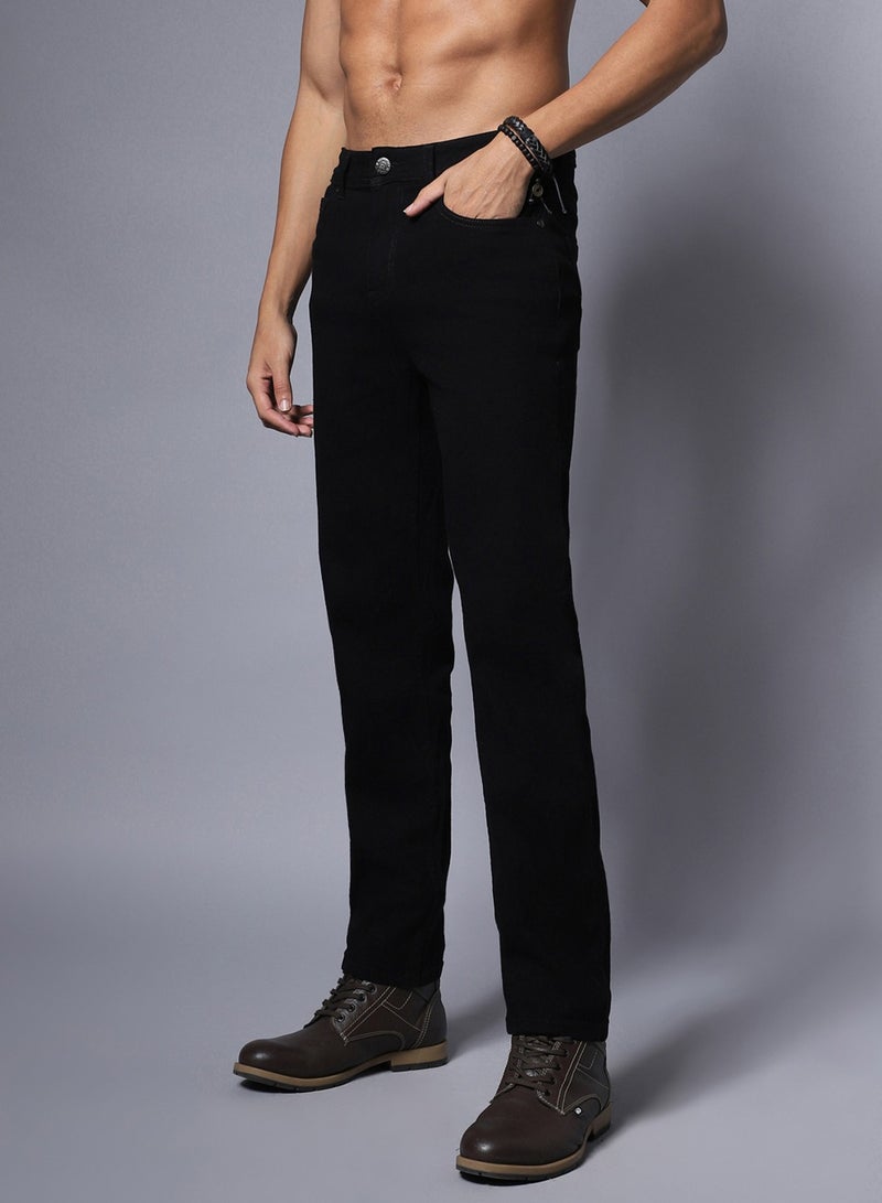 Men Black Solid Relaxed Fit Jeans