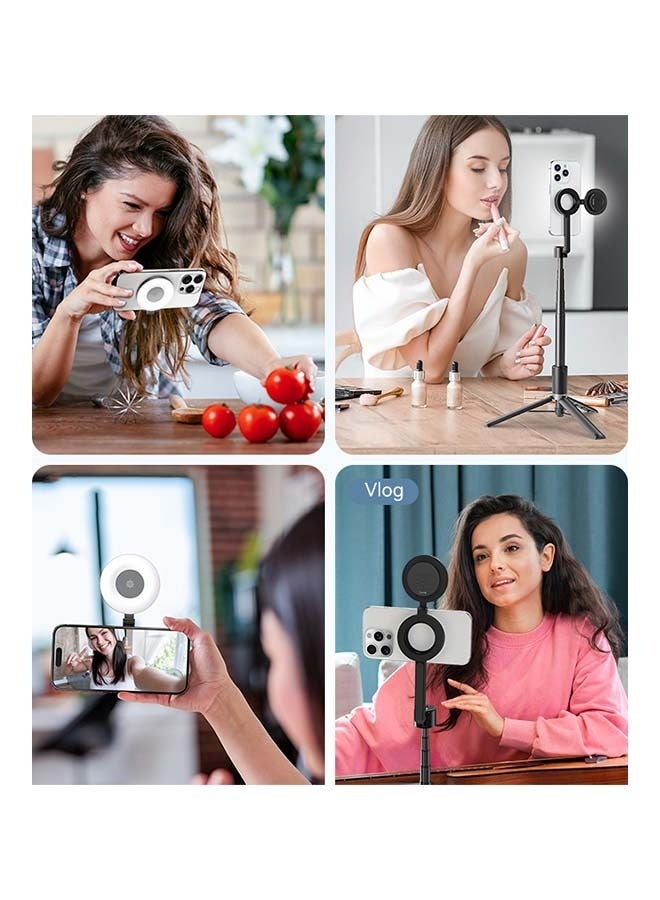 Magnetic Selfie Light for Phone, 3-Modes Magnetic Fill Light for Magsafe, Rechargeable 180° Flip Phone Ring Light for iPhone 15 14 13 12 Series Android Phones for Makeup, Video, TikTok, Vlog
