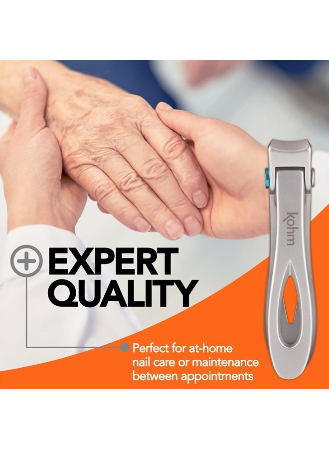 Nail Clippers for Thick Nails - Heavy Duty, Wide Mouth Professional Fingernail and Toenail Clippers for Men, Women & Seniors, Silver
