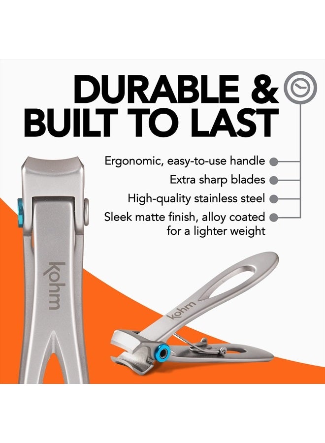 Nail Clippers for Thick Nails - Heavy Duty, Wide Mouth Professional Fingernail and Toenail Clippers for Men, Women & Seniors, Silver
