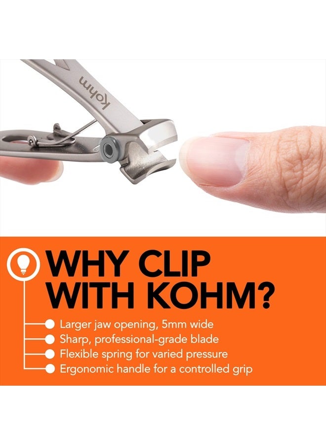 Nail Clippers for Thick Nails - Heavy Duty, Wide Mouth Professional Fingernail and Toenail Clippers for Men, Women & Seniors, Silver