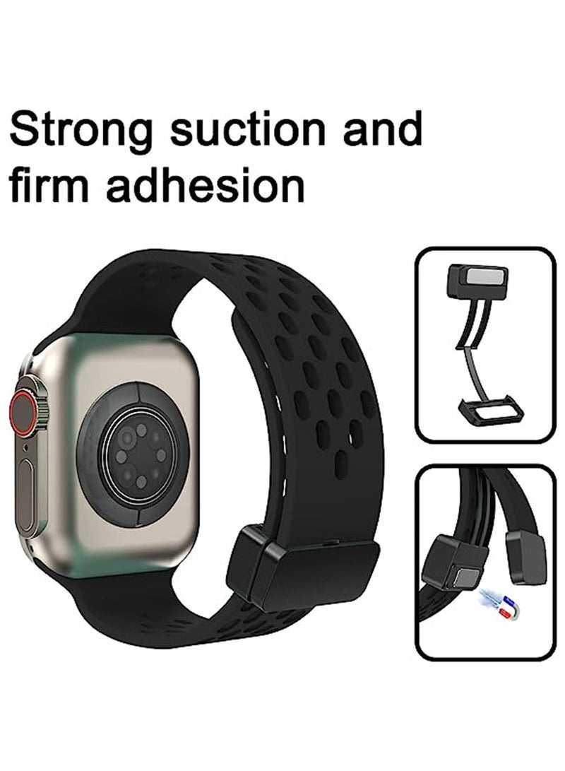 Watch Strap for Apple Ultra Watch Band 49mm/45mm/44mm/42mm 4 Pcs Silicone Watch Strap for Apple Watch Ultra Band Magnetic Folding Buckle Strap For iWatch Ultra Series 8 7 6 5 4 3 2 1 SE