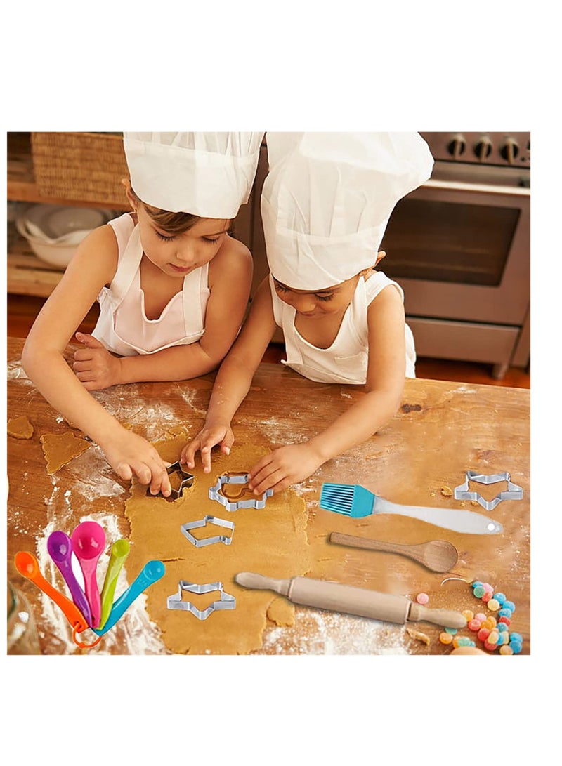 Kids Cooking and Baking Set, Real Baking Kit Kids Kitchen Toys, Chef Hat Apron Mitt Kitchen Accessories, Suitable for Little Kids Gift