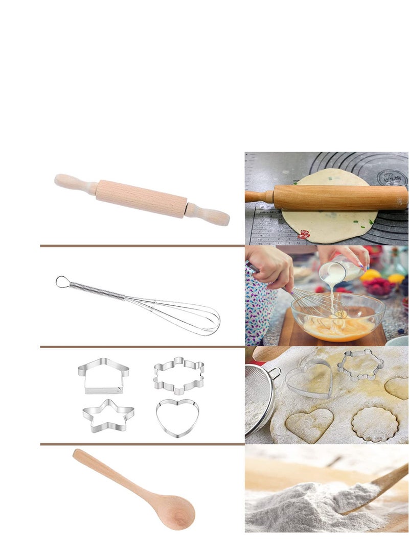 Kids Cooking and Baking Set, Real Baking Kit Kids Kitchen Toys, Chef Hat Apron Mitt Kitchen Accessories, Suitable for Little Kids Gift