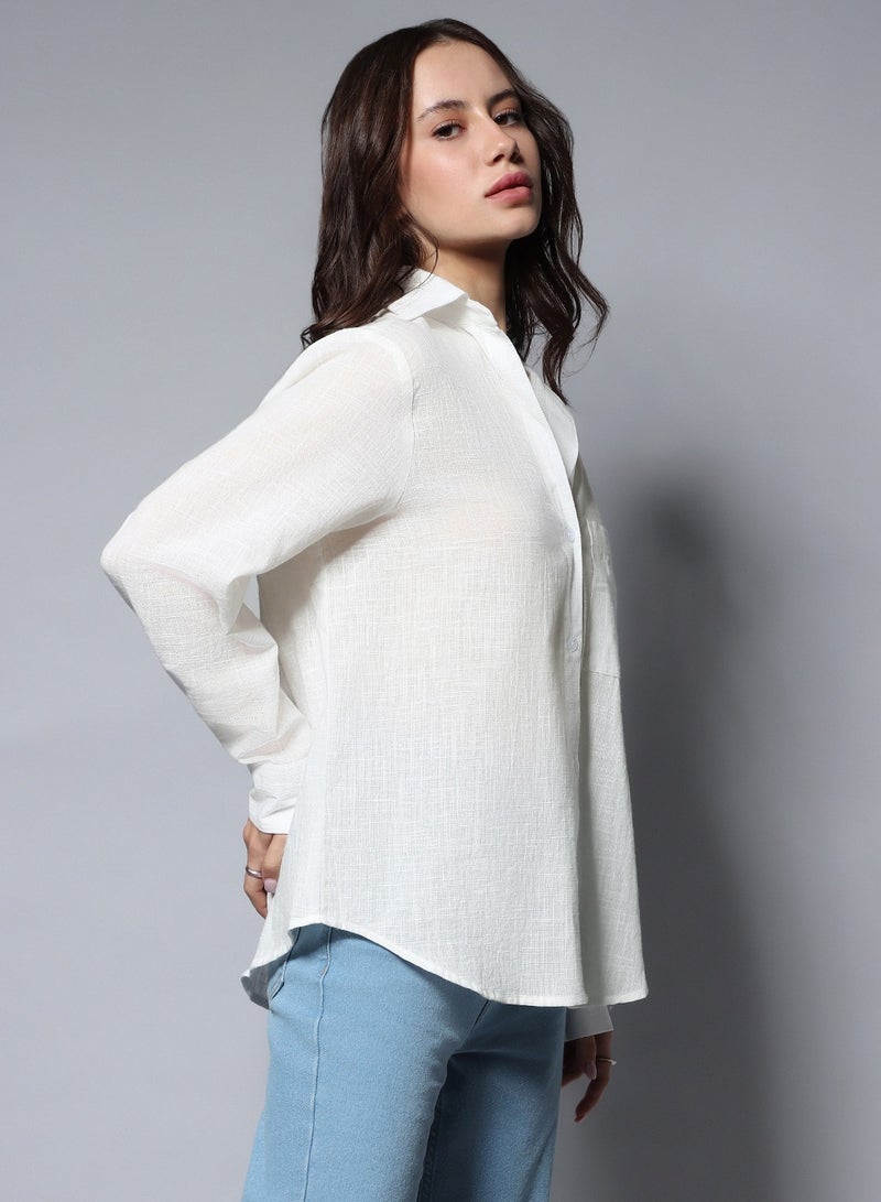 Long Sleeves Solid Oversized Casual Shirt