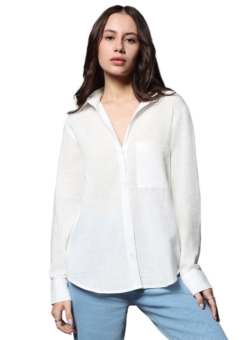 Long Sleeves Solid Oversized Casual Shirt