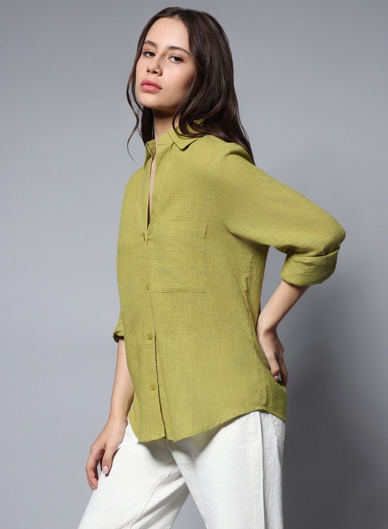 Solid Long Sleeves Oversized Casual Shirt