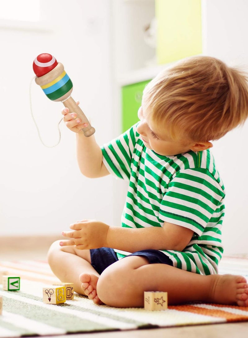 Wood Catch Ball, Cup and Ball Game, Cup Catch Ball Toys, Mini Wooden Catch Ball Hand Eye Coordination Educational Toys, White and Red (4 Pieces)