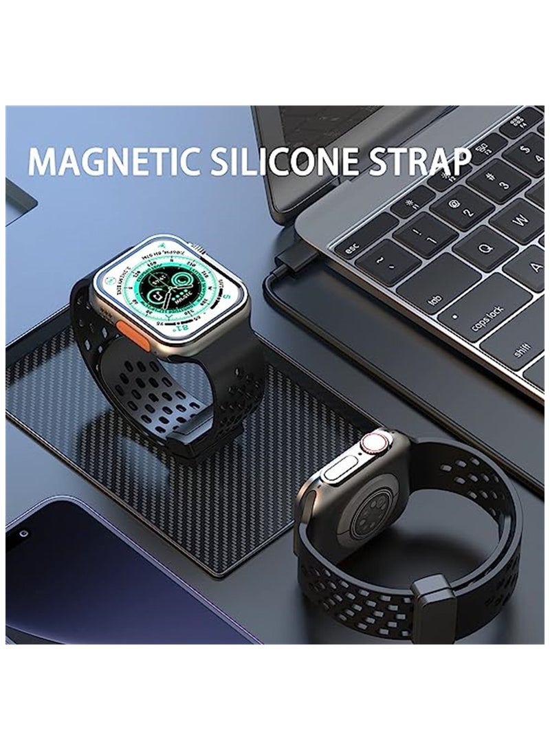 Watch Strap for Apple Ultra Watch Band 49mm/45mm/44mm/42mm 4 Pcs Silicone Watch Strap for Apple Watch Ultra Band Magnetic Folding Buckle Strap For iWatch Ultra Series 8 7 6 5 4 3 2 1 SE