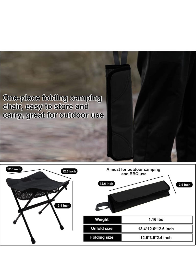 Portable Folding Stool, Lightweight Retractable Chairswith Carry Bag, Suitable for Backpacking Hiking Hunting Fishing (Black, 220LBS）